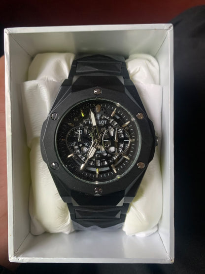Black Skeleton Chronograph Watch