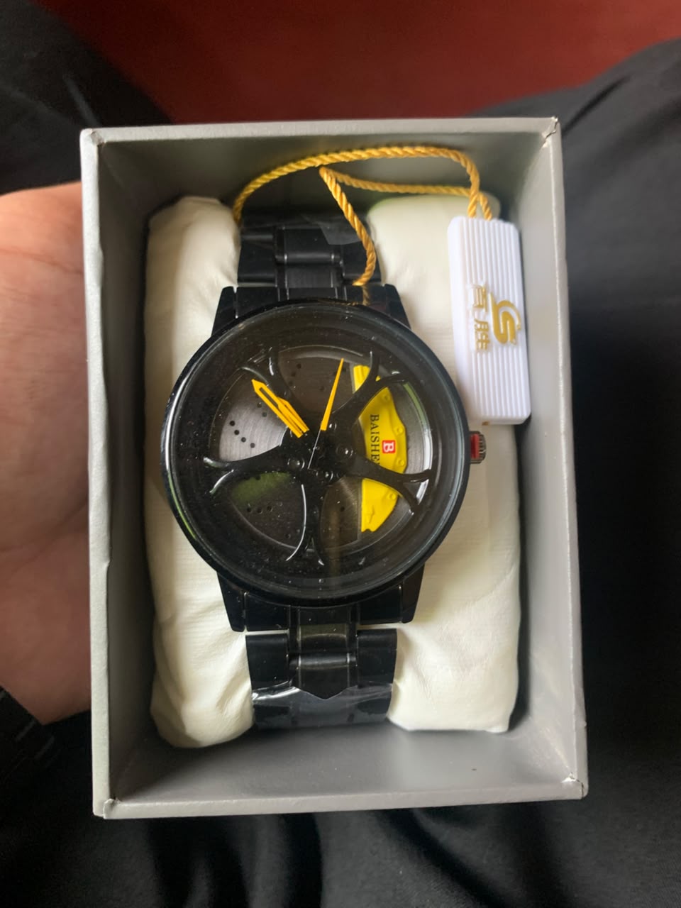 BAISHEI Black Skeleton Dial Watch